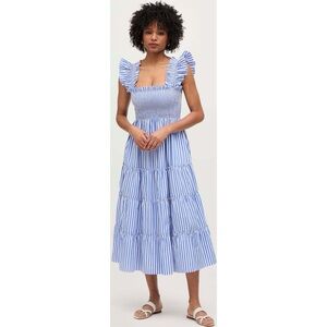 Hill House Blue and White Striped Midi Dress